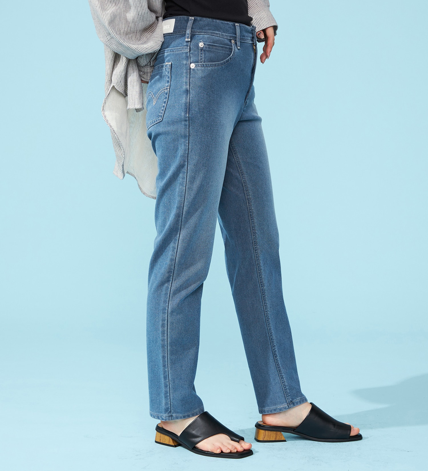 EDWIN(エドウイン)の【試着対象】【涼】COOL テーパードデニムパンツ【アウトレット店舗・WEB限定】|パンツ/パンツ/レディース|淡色ブルー