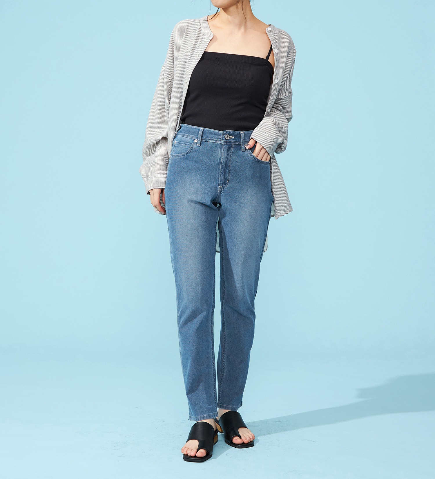 EDWIN(エドウイン)の【試着対象】【涼】COOL テーパードデニムパンツ【アウトレット店舗・WEB限定】|パンツ/パンツ/レディース|淡色ブルー