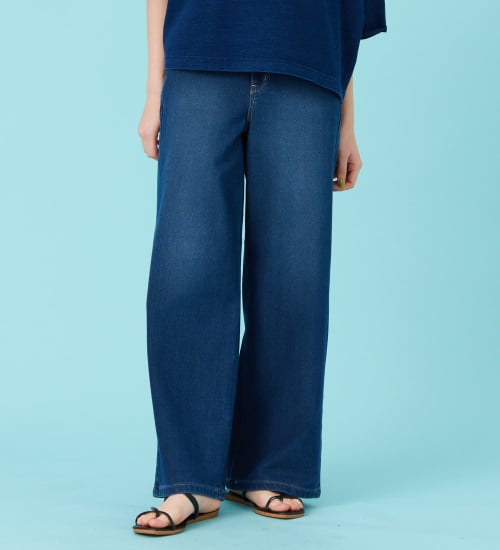 EDWIN(エドウイン)のCOOL サマーニット ワイドデニムパンツ【涼】【アウトレット店舗・WEB限定商品】|パンツ/デニム/レディース|中色ブルー