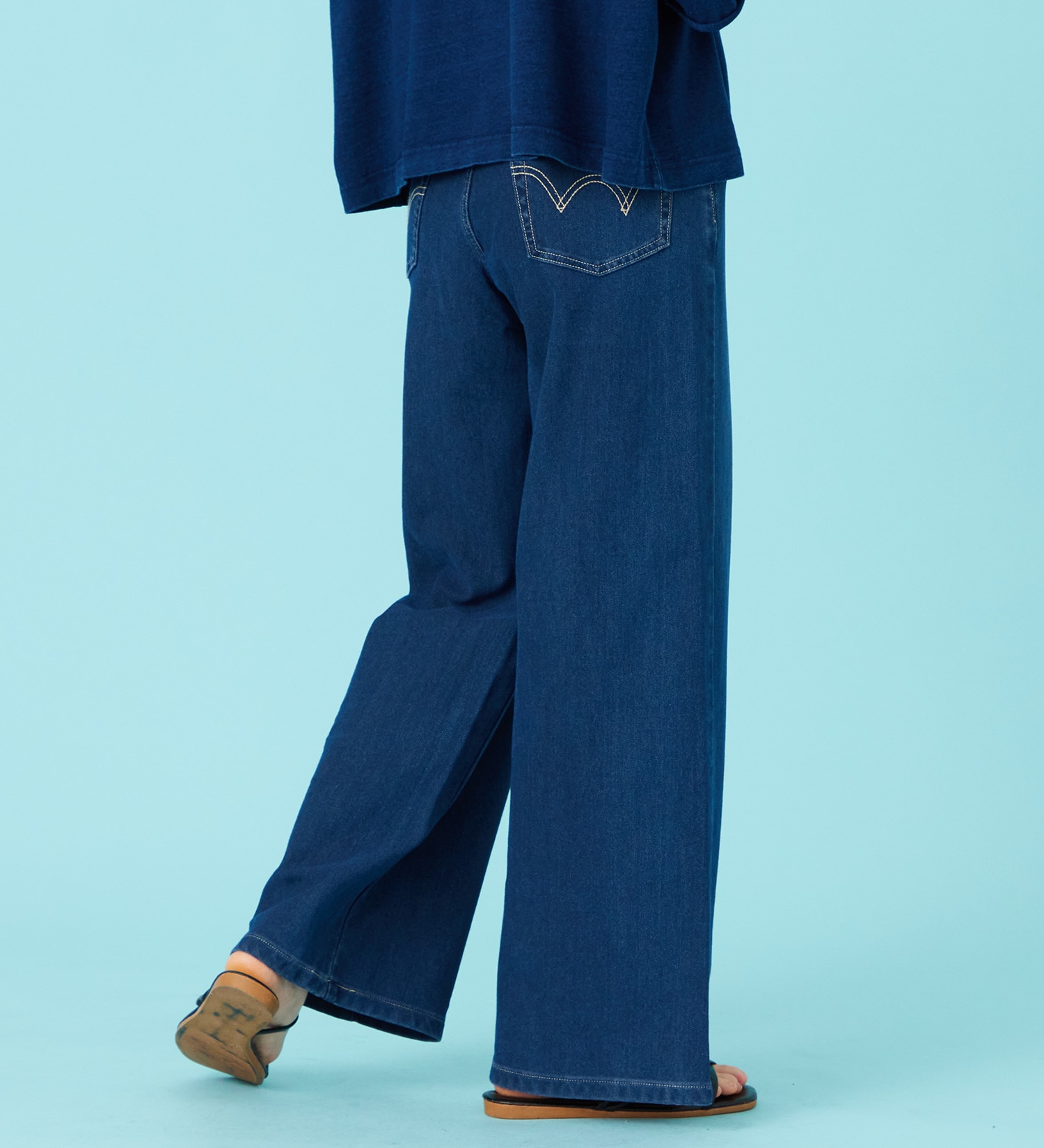 EDWIN(エドウイン)のCOOL サマーニット ワイドデニムパンツ【涼】【アウトレット店舗・WEB限定商品】|パンツ/デニム / ジーンズパンツ/レディース|中色ブルー