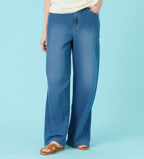 EDWIN(エドウイン)のCOOL サマーニット ワイドデニムパンツ【涼】【アウトレット店舗・WEB限定商品】|パンツ/デニム/レディース|淡色ブルー