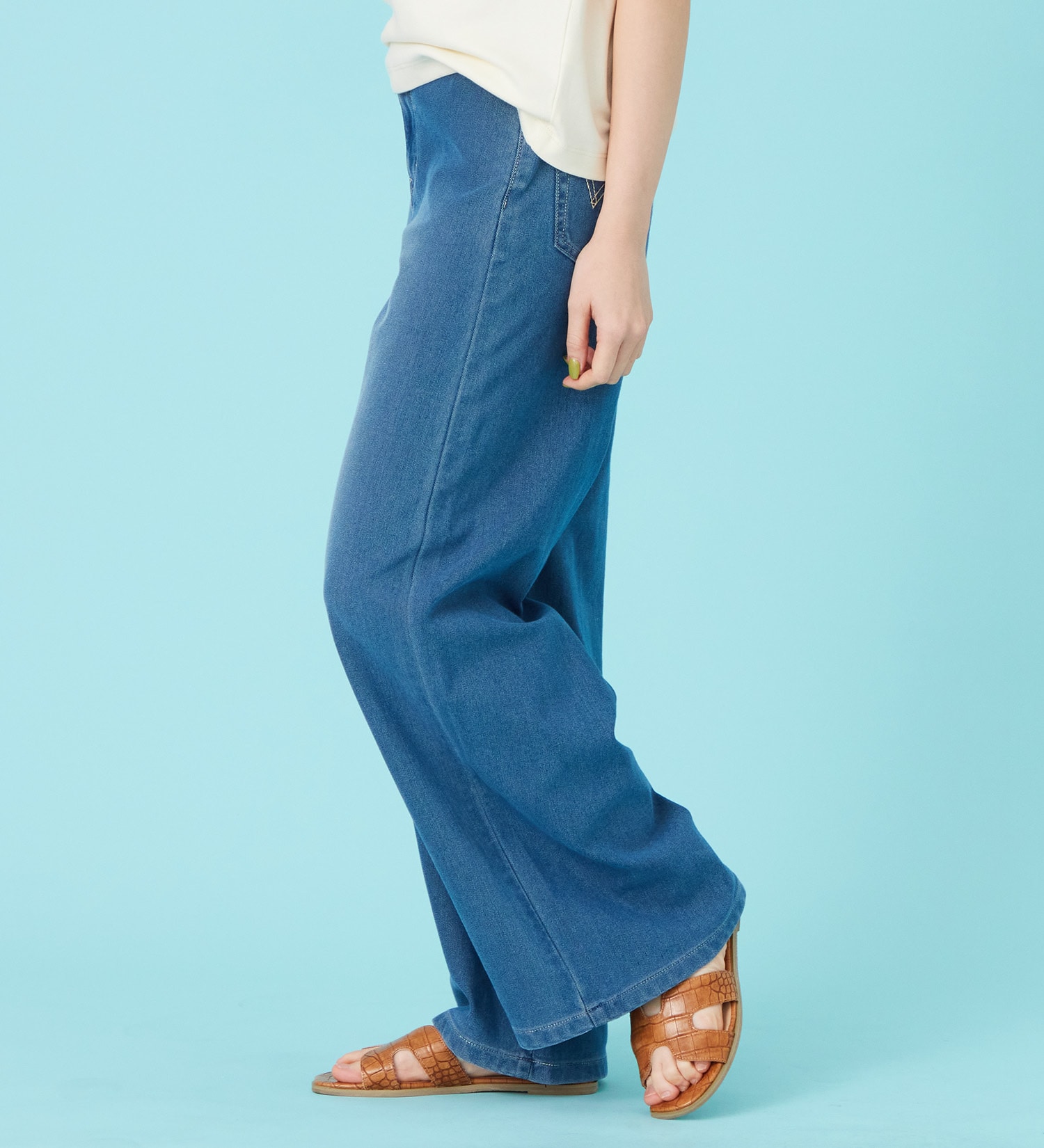 EDWIN(エドウイン)のCOOL サマーニット ワイドデニムパンツ【涼】【アウトレット店舗・WEB限定商品】|パンツ/デニム / ジーンズパンツ/レディース|淡色ブルー