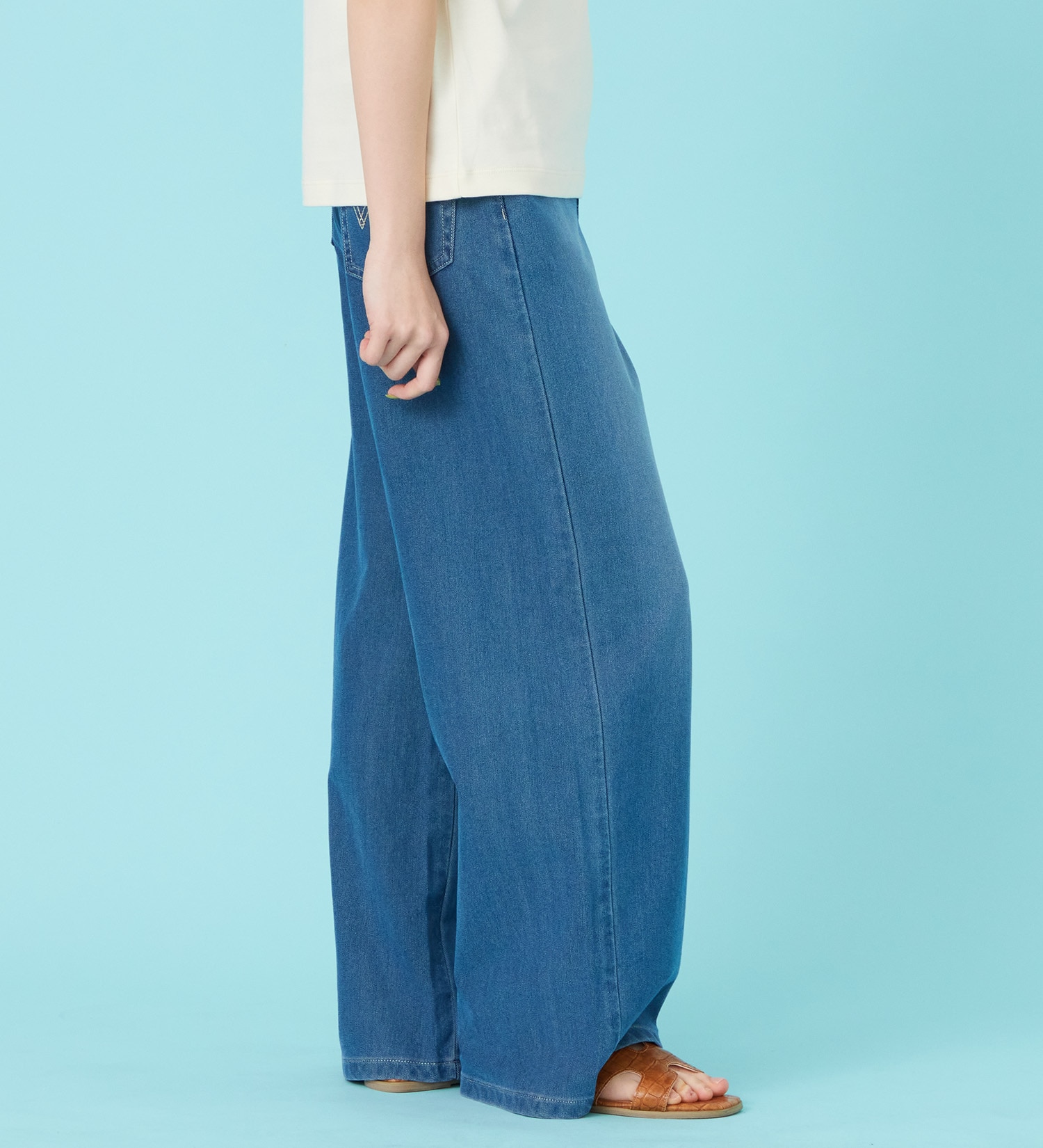 EDWIN(エドウイン)のCOOL サマーニット ワイドデニムパンツ【涼】【アウトレット店舗・WEB限定商品】|パンツ/デニム / ジーンズパンツ/レディース|淡色ブルー