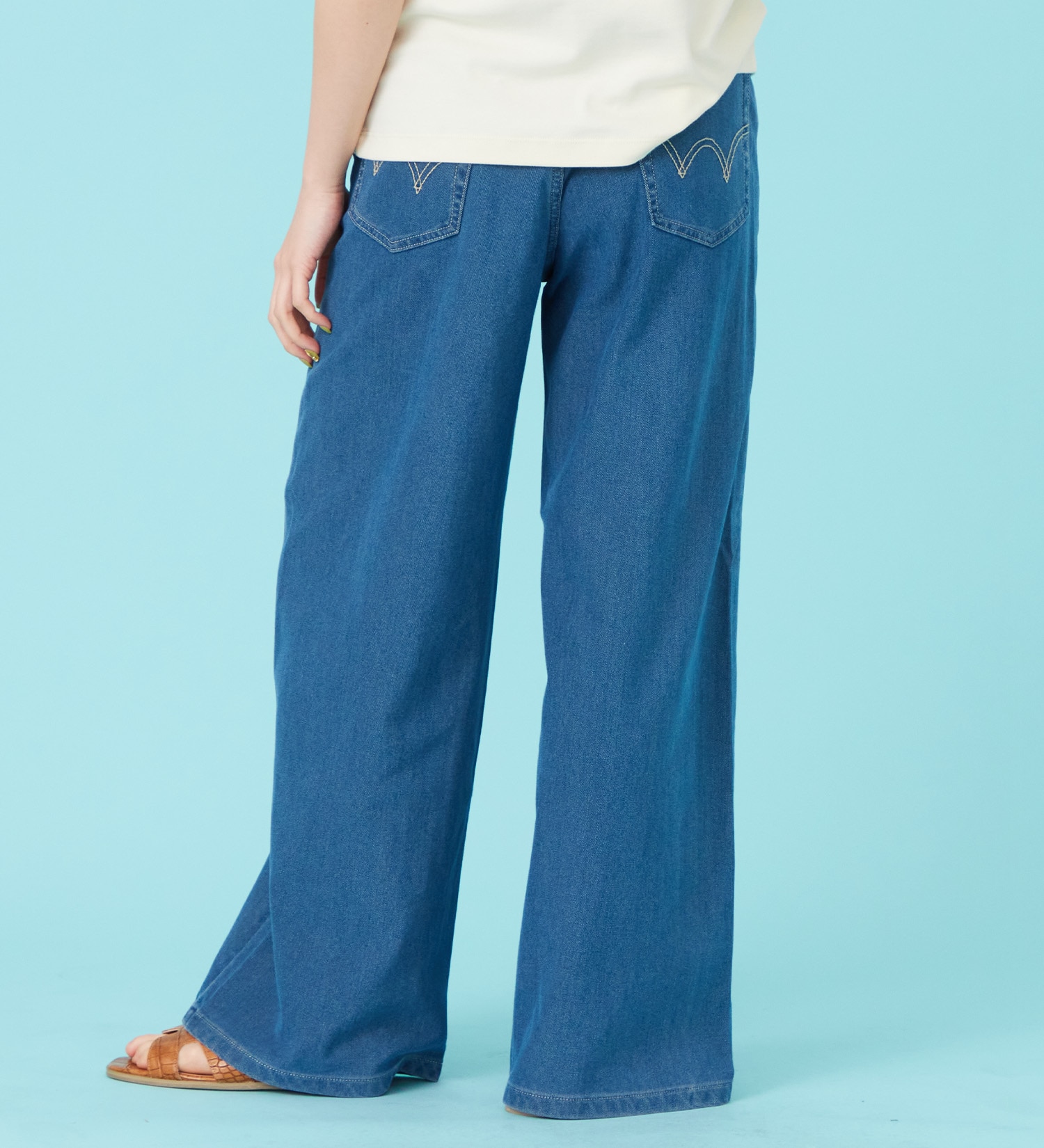 EDWIN(エドウイン)のCOOL サマーニット ワイドデニムパンツ【涼】【アウトレット店舗・WEB限定商品】|パンツ/デニム / ジーンズパンツ/レディース|淡色ブルー