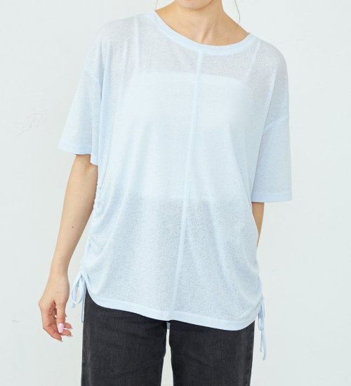 EDWIN(エドウイン)の【ポイントアップ対象】サイドスピンドルTシャツ【アウトレット店舗・WEB限定】|トップス/Tシャツ/カットソー/レディース|ライトブルー