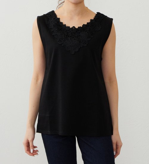 EDWIN(エドウイン)のレースタンクトップ【アウトレット店舗・WEB限定商品】|トップス/タンクトップ/レディース|ブラック