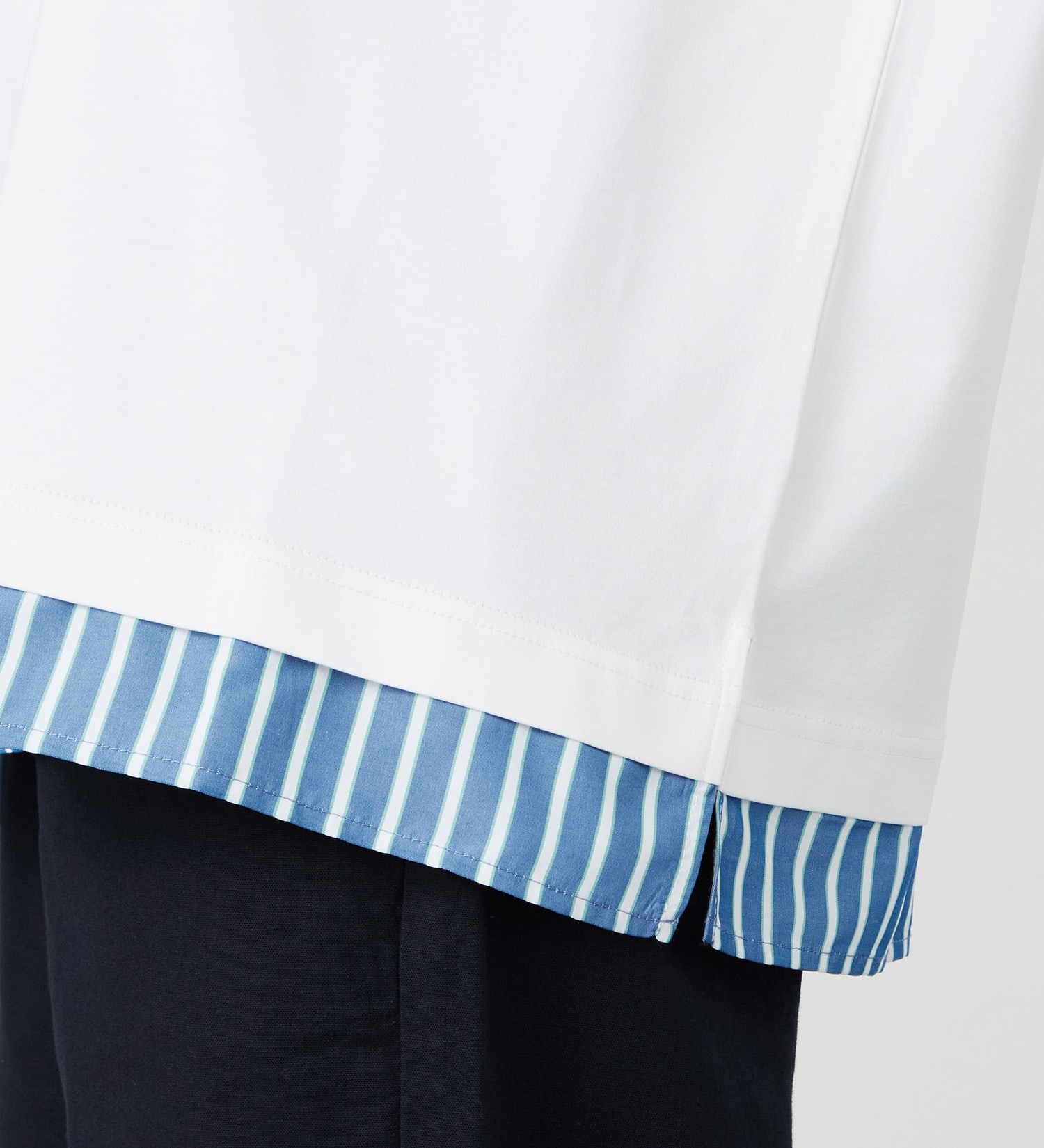 EDWIN(エドウイン)のストライプコンビ 5分袖Tシャツ【アウトレット店舗・WEB限定商品】|トップス/Tシャツ/カットソー/レディース|ホワイト