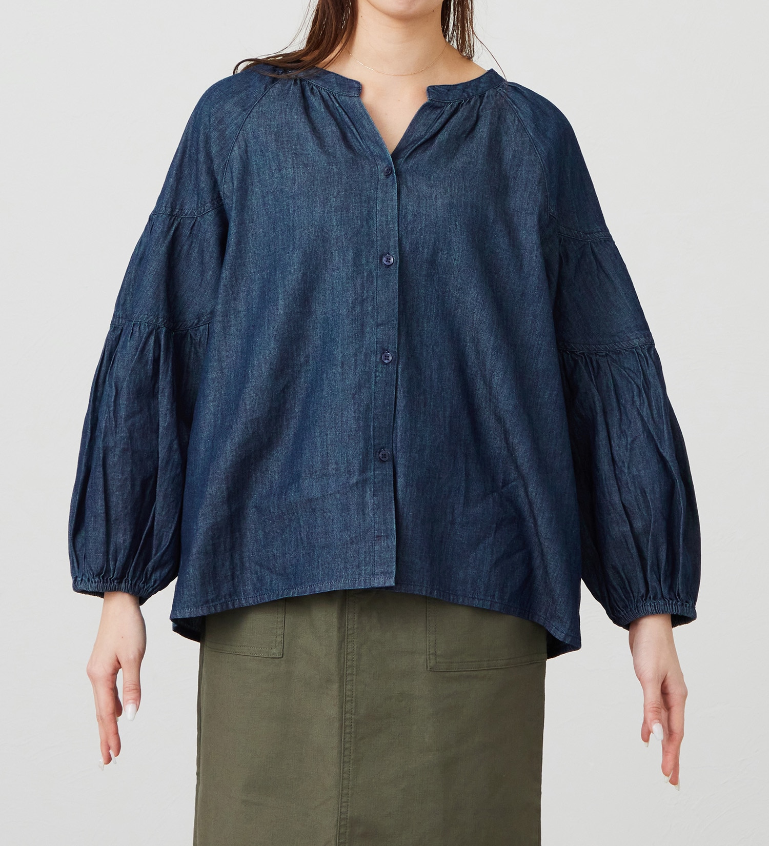 EDWIN(エドウイン)のデニムボヘミアンシャツ【アウトレット店舗・WEB限定商品】|トップス/シャツ/ブラウス/レディース|インディゴブルー