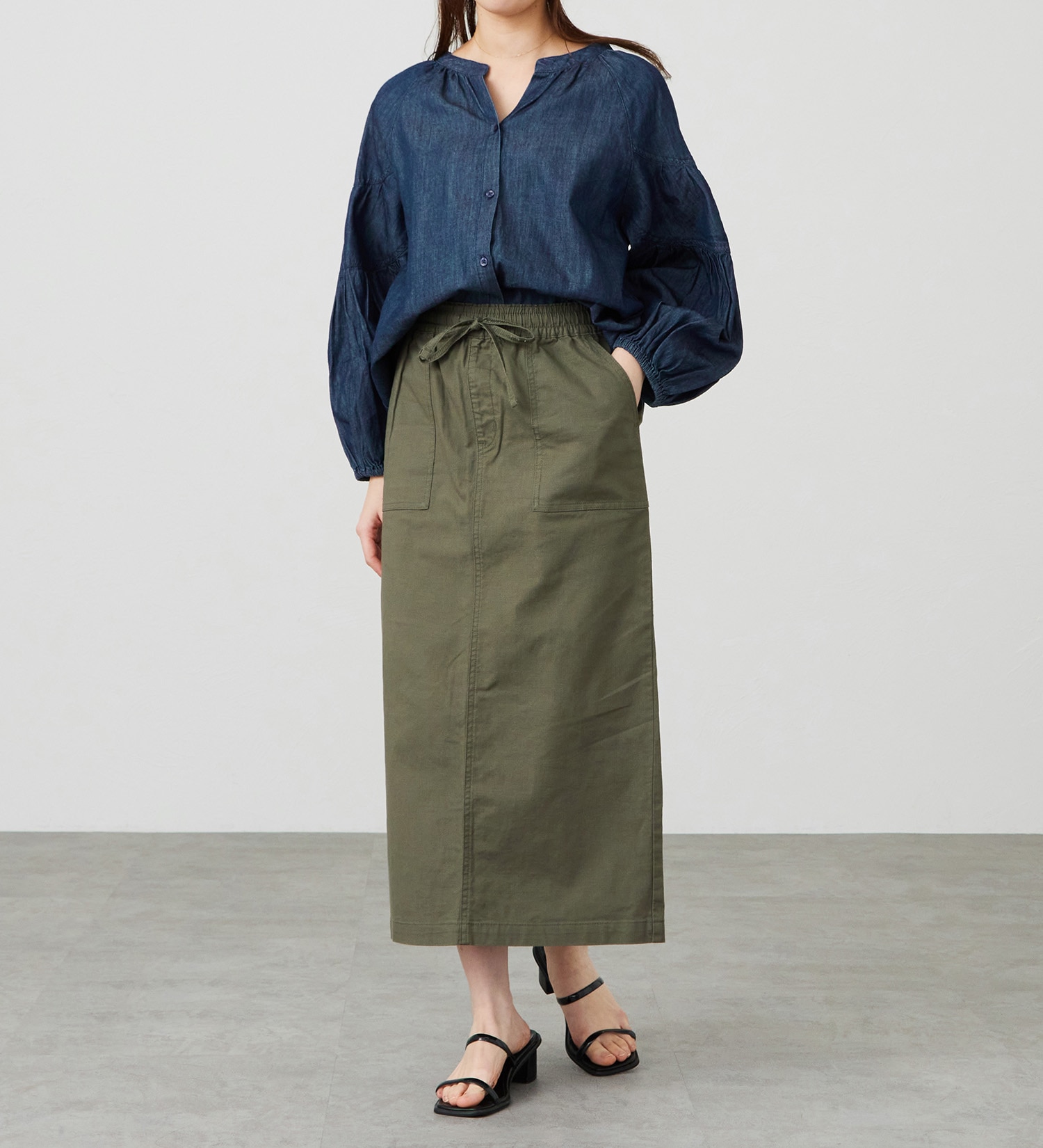 EDWIN(エドウイン)のデニムボヘミアンシャツ【アウトレット店舗・WEB限定商品】|トップス/シャツ/ブラウス/レディース|インディゴブルー