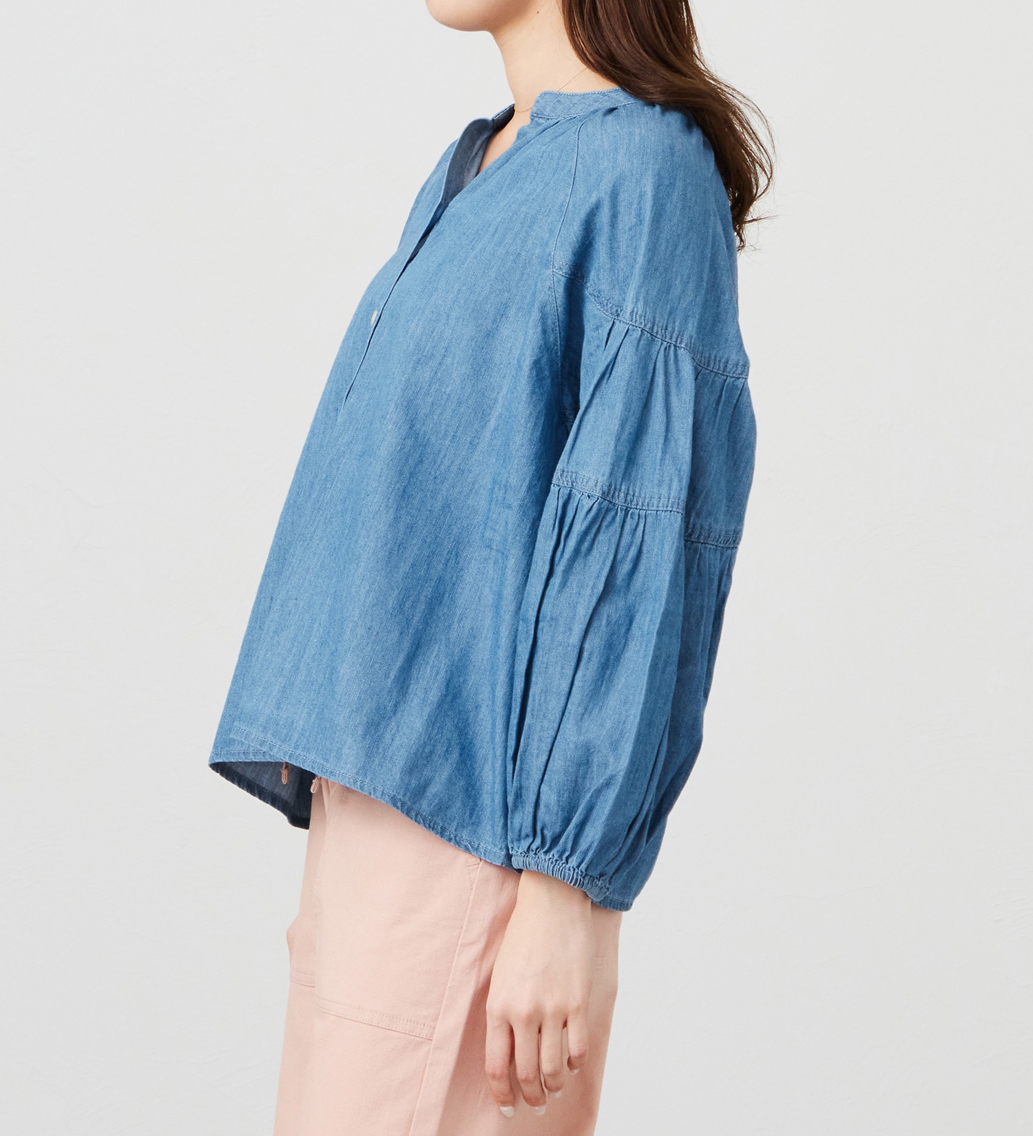 EDWIN(エドウイン)のデニムボヘミアンシャツ【アウトレット店舗・WEB限定商品】|トップス/シャツ/ブラウス/レディース|中色ブルー