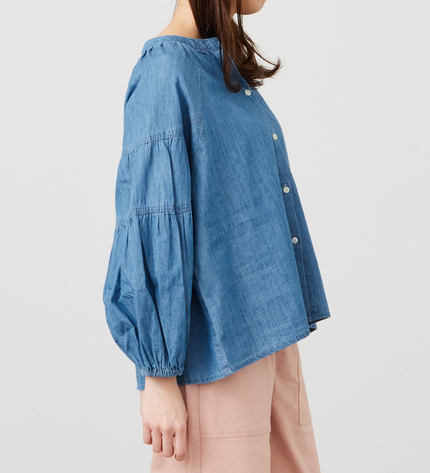 EDWIN(エドウイン)のデニムボヘミアンシャツ【アウトレット店舗・WEB限定商品】|トップス/シャツ/ブラウス/レディース|中色ブルー