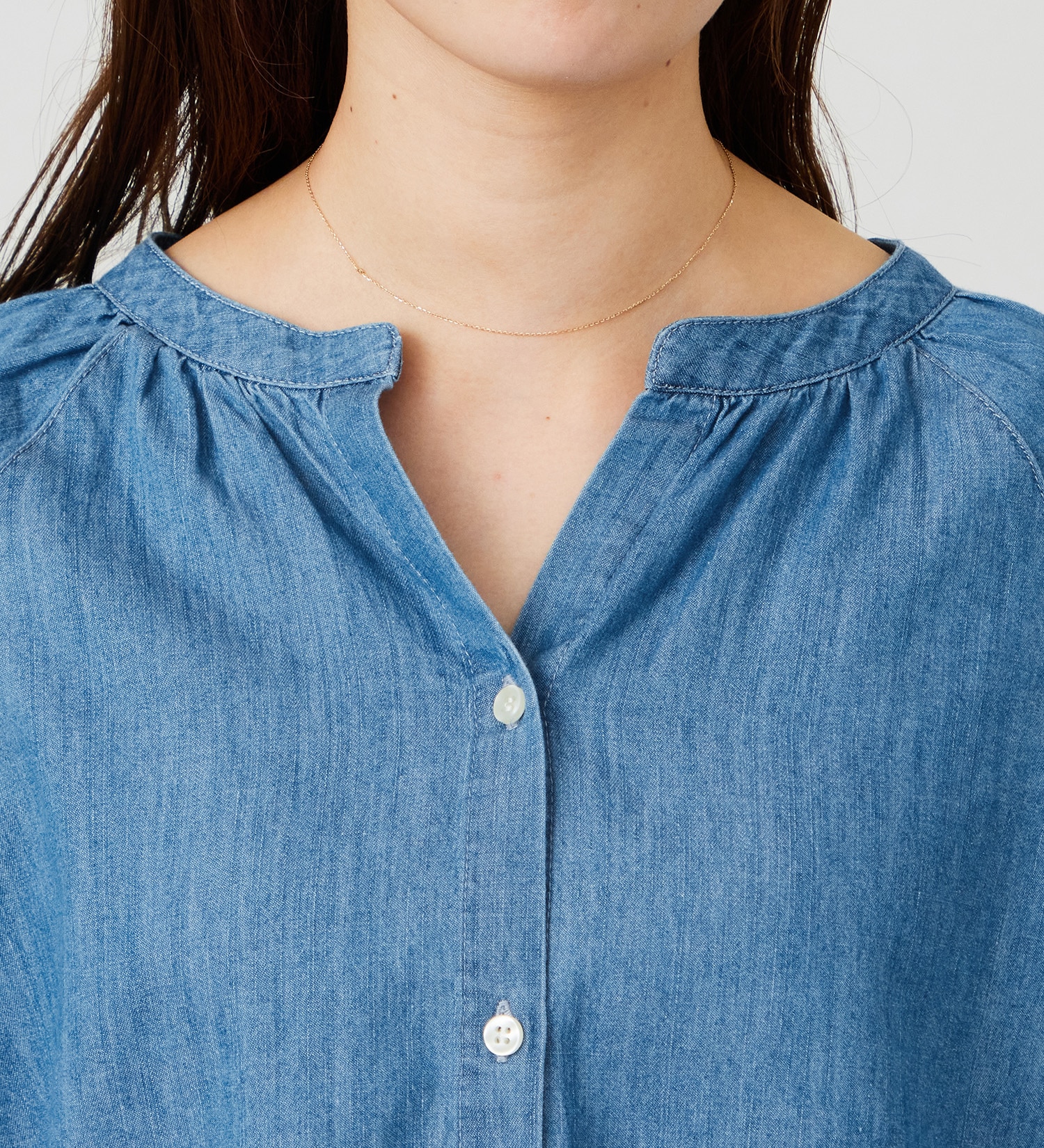 EDWIN(エドウイン)のデニムボヘミアンシャツ【アウトレット店舗・WEB限定商品】|トップス/シャツ/ブラウス/レディース|中色ブルー