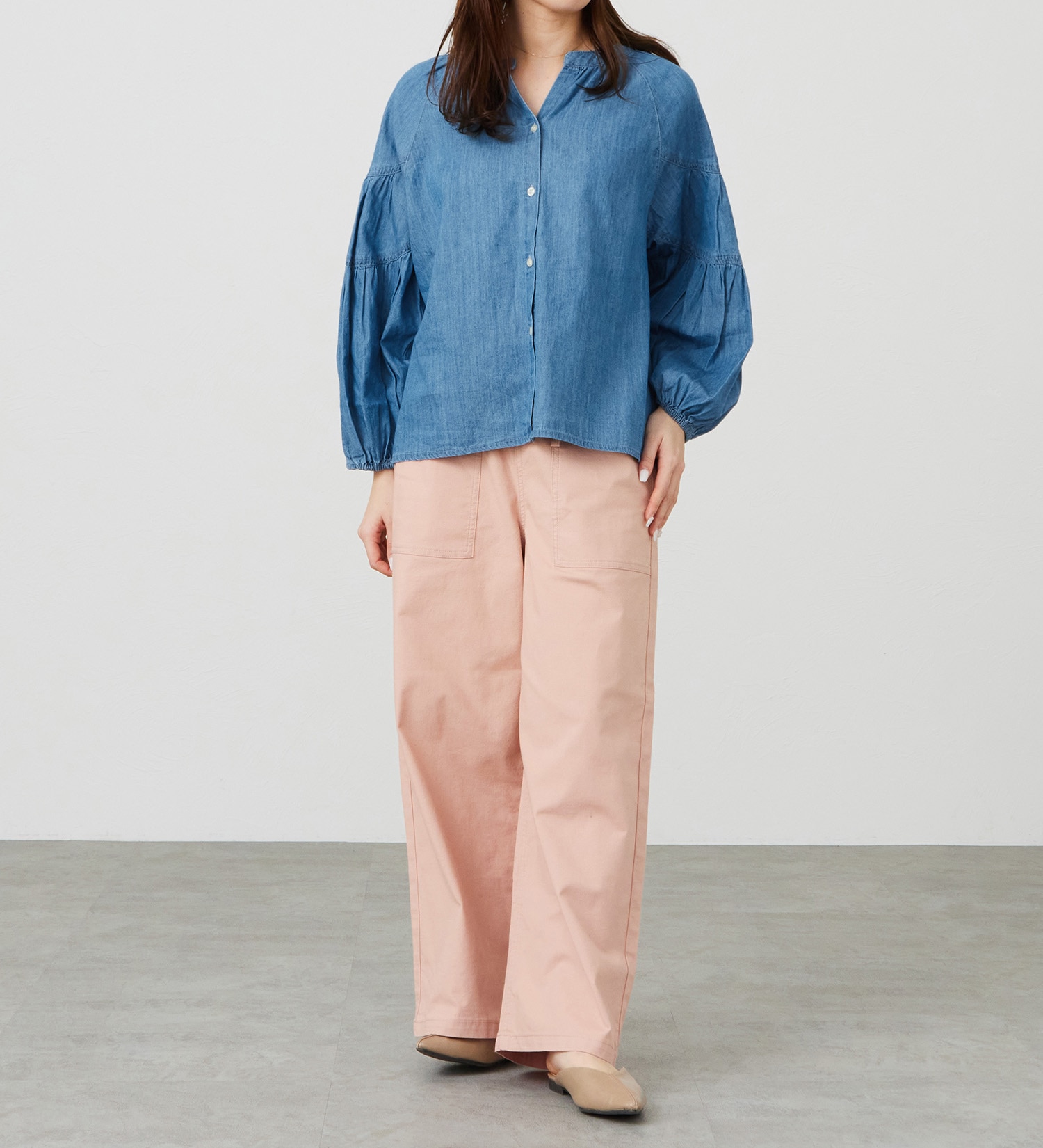 EDWIN(エドウイン)のデニムボヘミアンシャツ【アウトレット店舗・WEB限定商品】|トップス/シャツ/ブラウス/レディース|中色ブルー