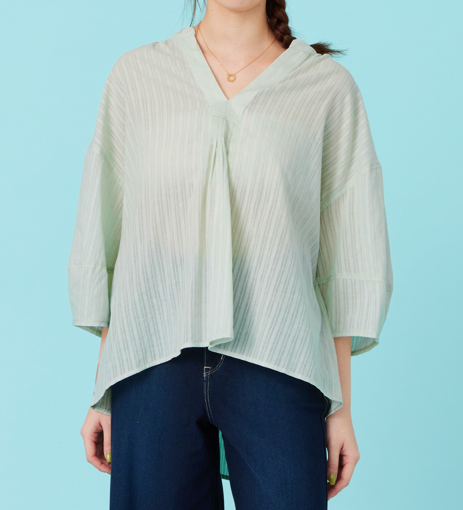 EDWIN(エドウイン)のシアーストライプ スキッパーシャツ【アウトレット店舗・WEB限定商品】|トップス/シャツ/ブラウス/レディース|ミント