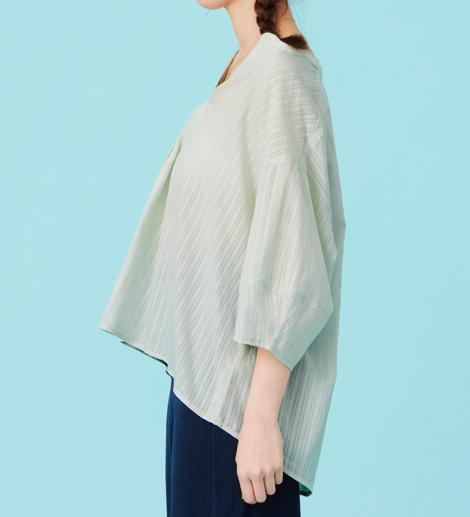 EDWIN(エドウイン)のシアーストライプ スキッパーシャツ【アウトレット店舗・WEB限定商品】|トップス/シャツ/ブラウス/レディース|ミント