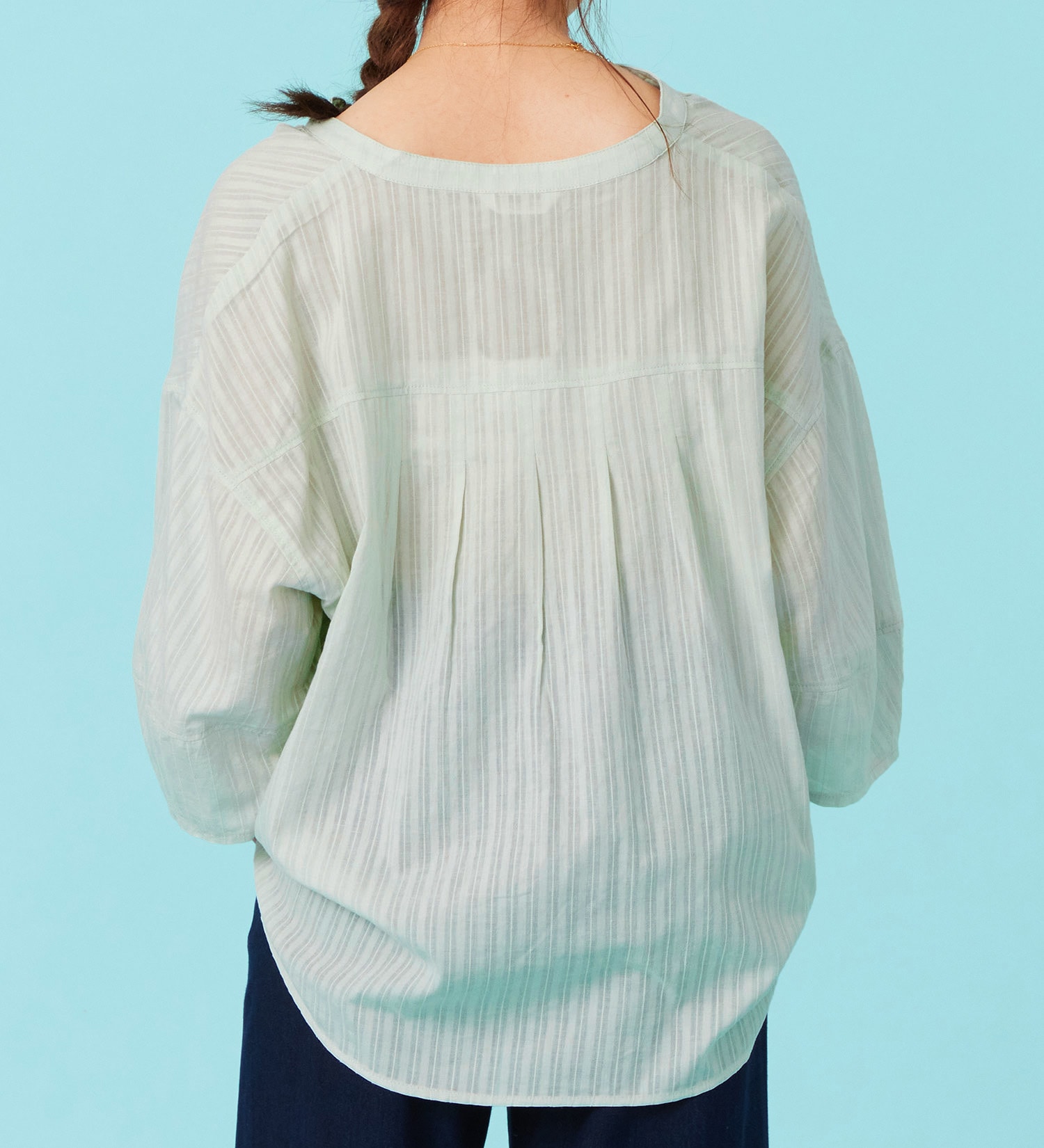 EDWIN(エドウイン)のシアーストライプ スキッパーシャツ【アウトレット店舗・WEB限定商品】|トップス/シャツ/ブラウス/レディース|ミント