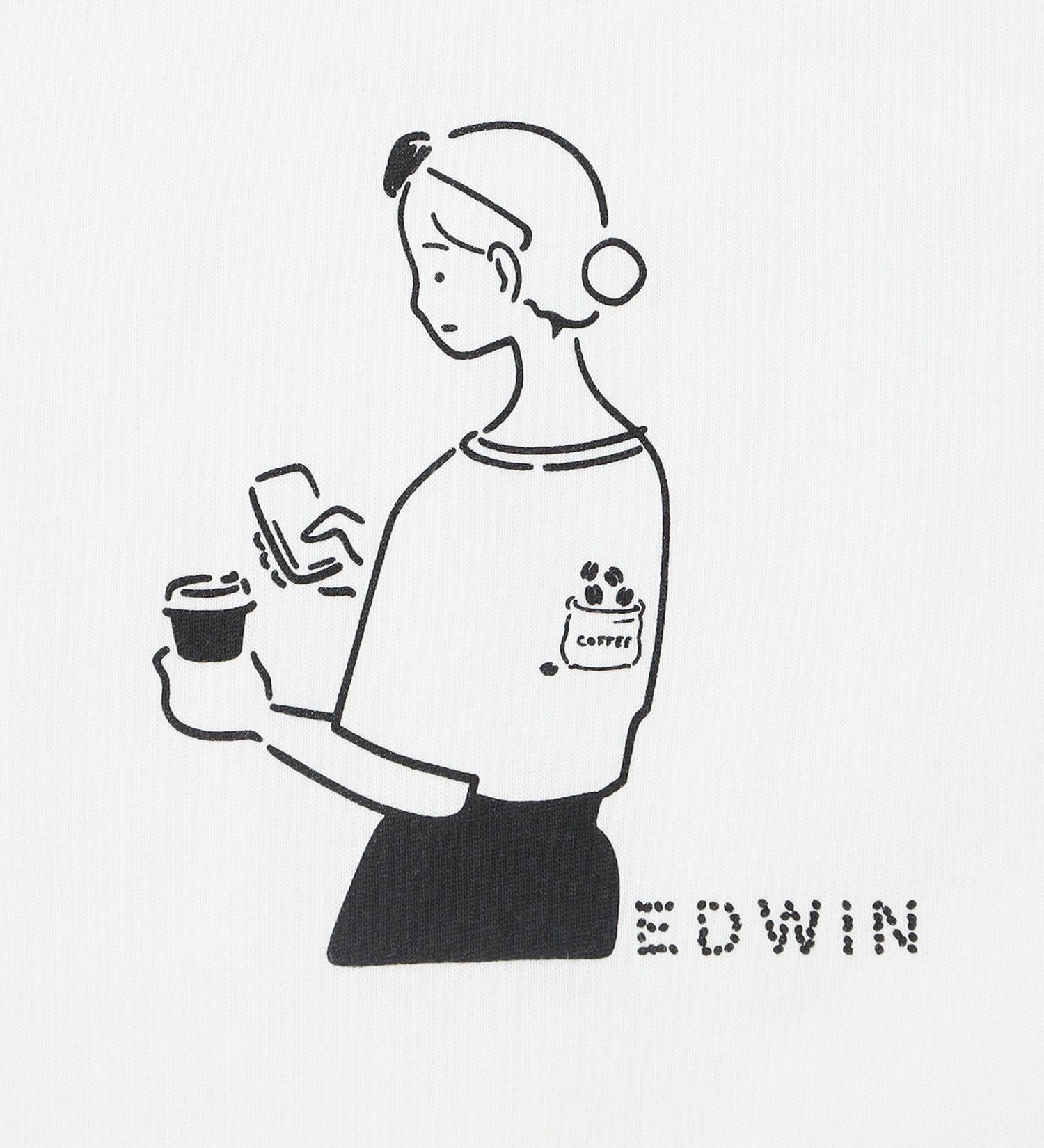 EDWIN(エドウイン)の【BLACKFRIDAY】手書き風プリントTシャツ 半袖（コーヒー）【アウトレット店舗・WEB限定】|トップス/Tシャツ/カットソー/レディース|ホワイト
