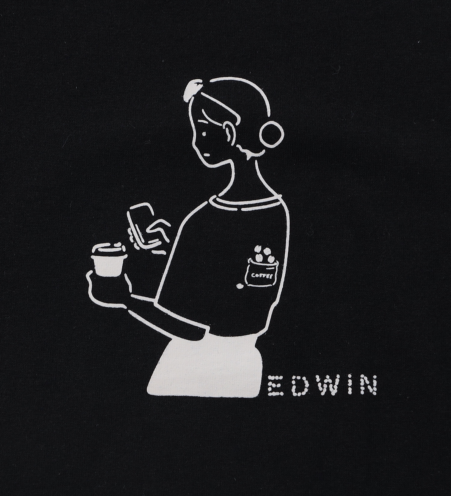 EDWIN(エドウイン)の【BLACKFRIDAY】手書き風プリントTシャツ 半袖（コーヒー）【アウトレット店舗・WEB限定】|トップス/Tシャツ/カットソー/レディース|ブラック