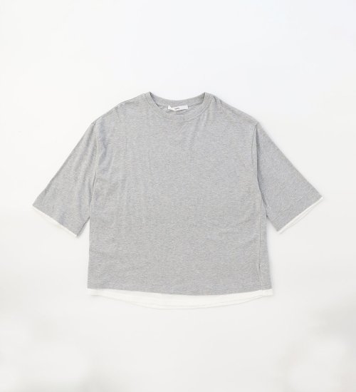 EDWIN(エドウイン)の【SALE】EDWIN フェイクレイヤードTシャツ 半袖【アウトレット店舗・WEB限定】|トップス/Tシャツ/カットソー/レディース|ヘザ－グレー
