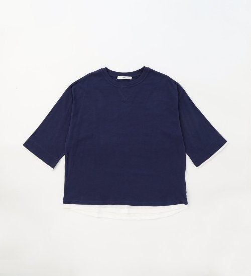 EDWIN(エドウイン)の【SALE】EDWIN フェイクレイヤードTシャツ 半袖【アウトレット店舗・WEB限定】|トップス/Tシャツ/カットソー/レディース|ネイビー
