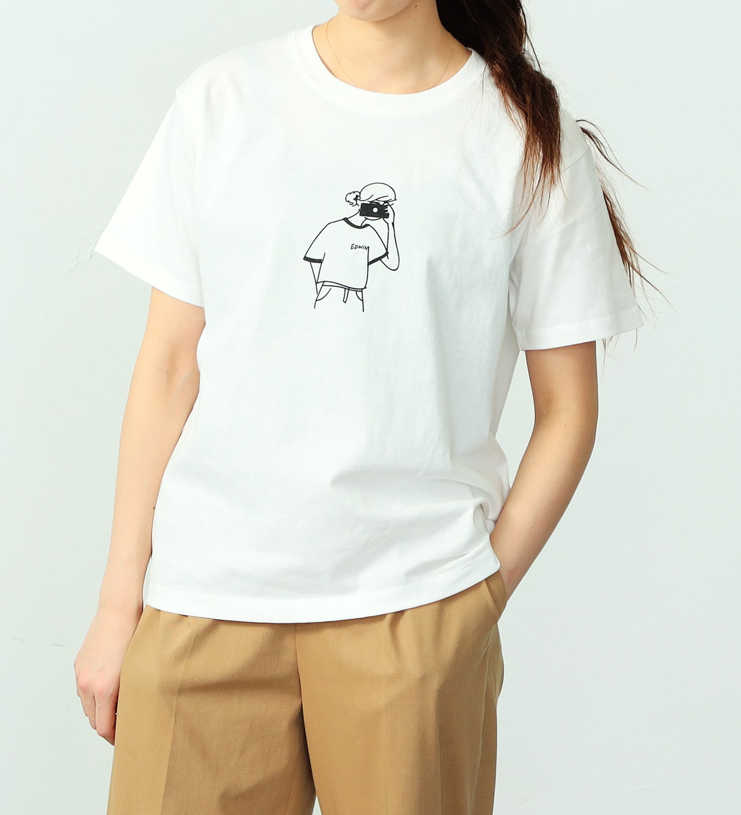 EDWIN(エドウイン)のイラストプリントTシャツ【アウトレット店舗・WEB限定】|トップス/Tシャツ/カットソー/レディース|ホワイト