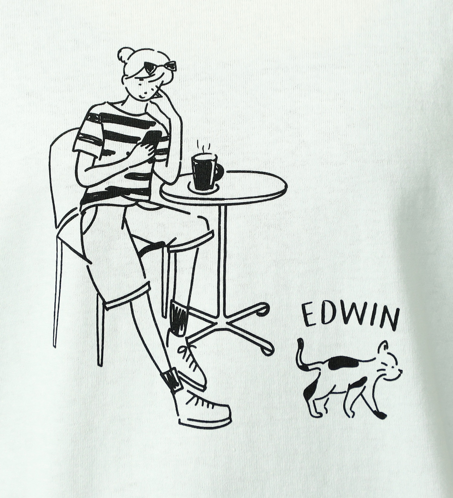 EDWIN(エドウイン)のイラストプリントTシャツ【アウトレット店舗・WEB限定】|トップス/Tシャツ/カットソー/レディース|ホワイト系その他