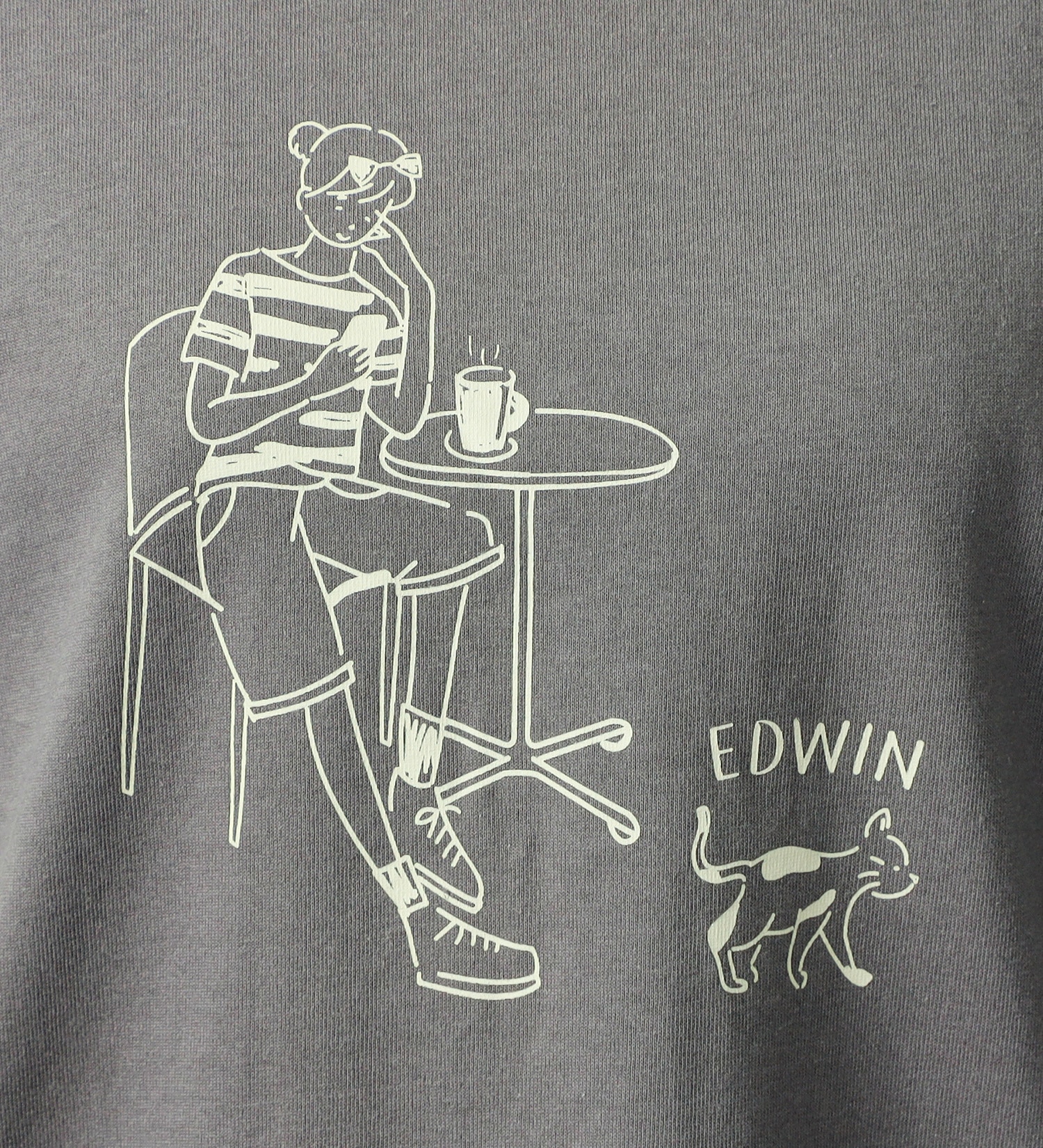 EDWIN(エドウイン)のイラストプリントTシャツ【アウトレット店舗・WEB限定】|トップス/Tシャツ/カットソー/レディース|チャコール