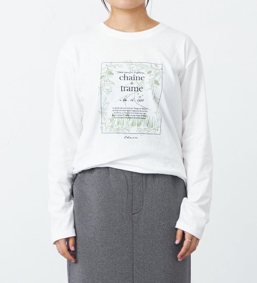 EDWIN(エドウイン)のプリントロングTシャツ【アウトレット店舗・WEB限定】|トップス/Tシャツ/カットソー/レディース|ホワイト2