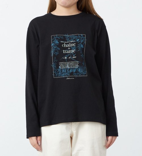 EDWIN(エドウイン)のプリントロングTシャツ【アウトレット店舗・WEB限定】|トップス/Tシャツ/カットソー/レディース|ブラック