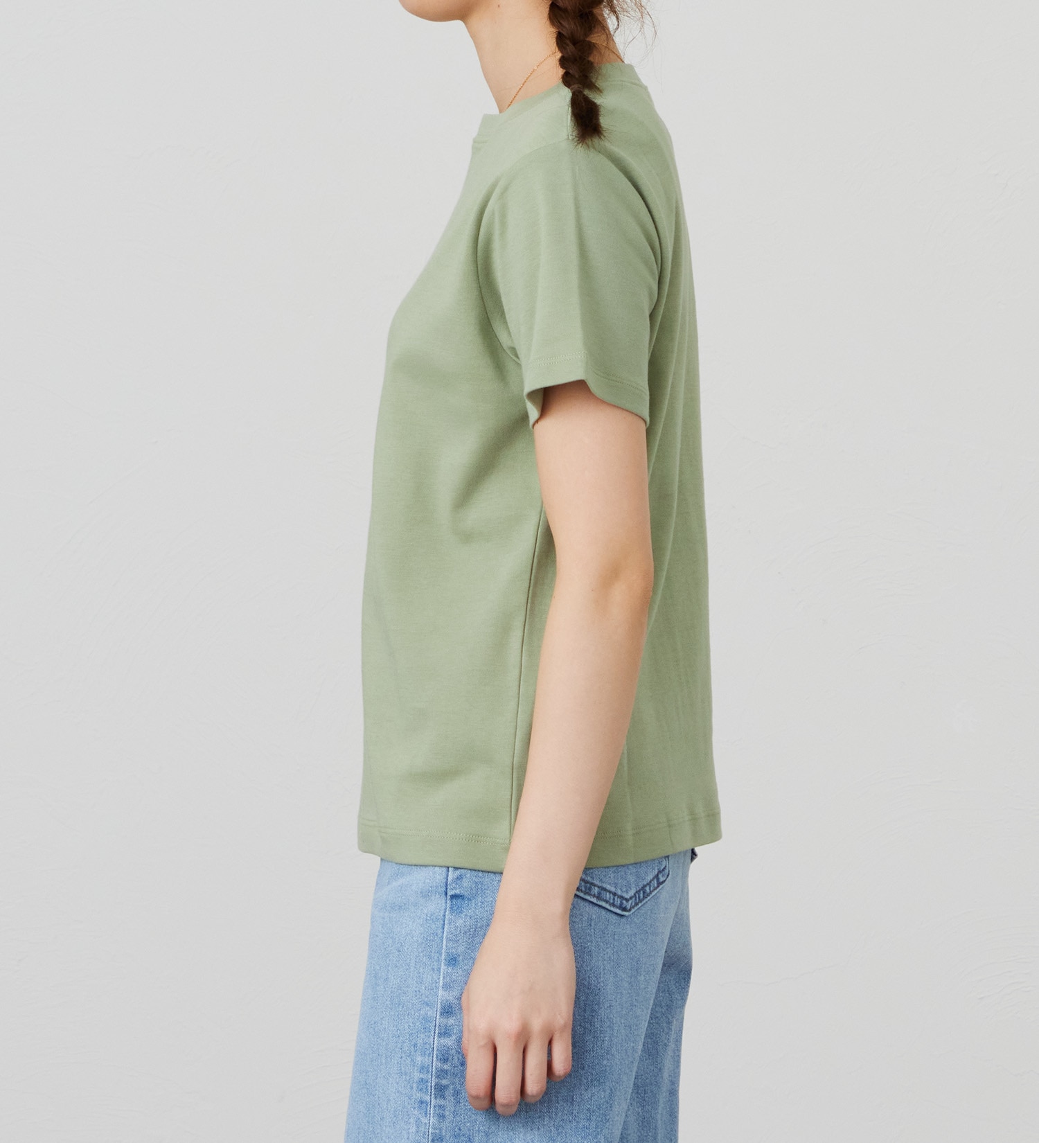 EDWIN(エドウイン)のスムース 5分袖ボートネックTシャツ【アウトレット店舗・WEB限定商品】|トップス/Tシャツ/カットソー/レディース|ライトグリーン