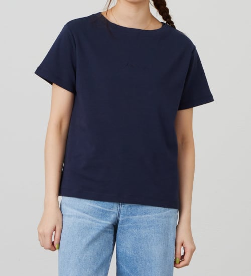 EDWIN(エドウイン)のスムース 5分袖ボートネックTシャツ【アウトレット店舗・WEB限定商品】|トップス/Tシャツ/カットソー/レディース|ネイビー