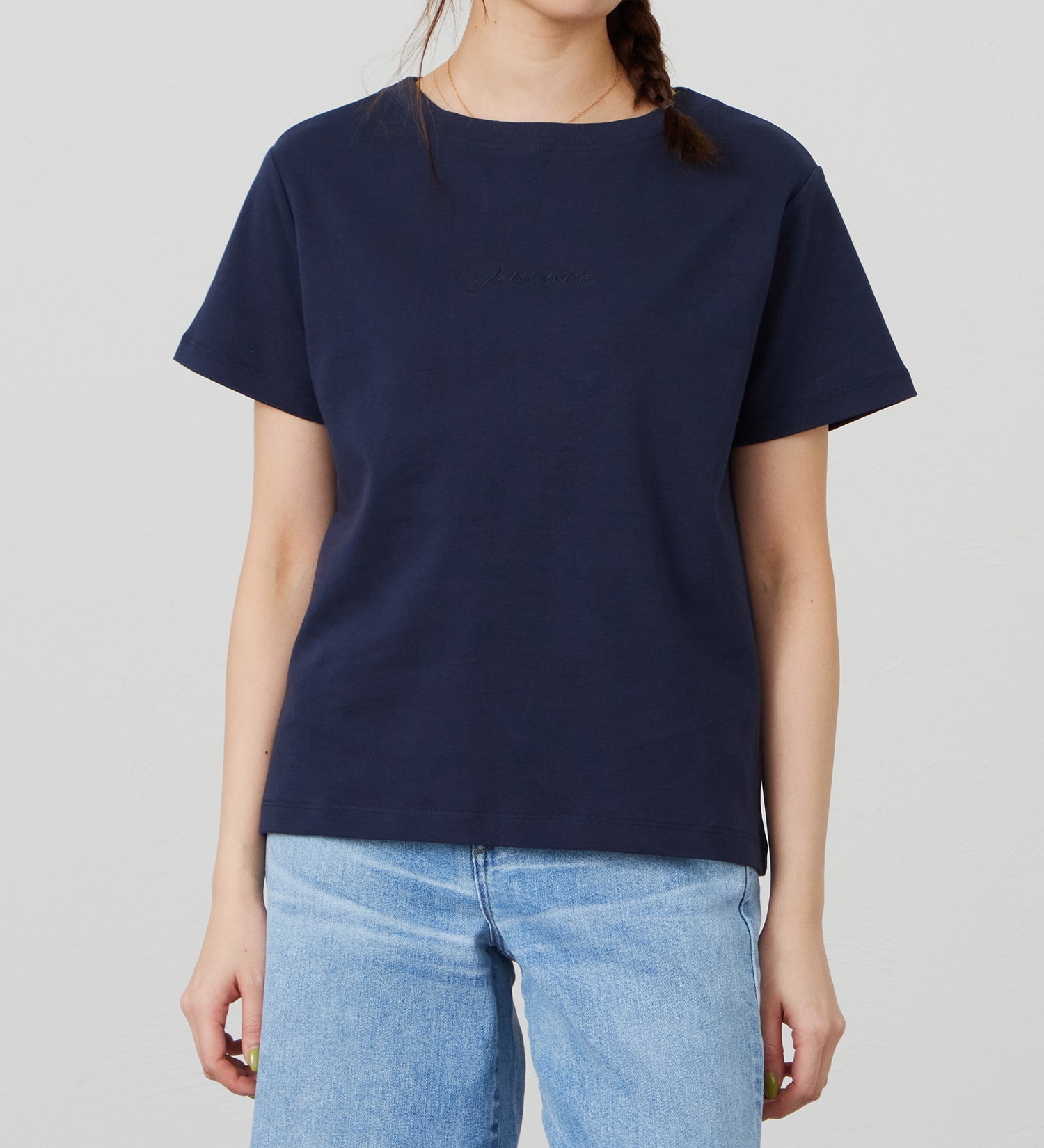 EDWIN(エドウイン)のスムース 5分袖ボートネックTシャツ【アウトレット店舗・WEB限定商品】|トップス/Tシャツ/カットソー/レディース|ネイビー