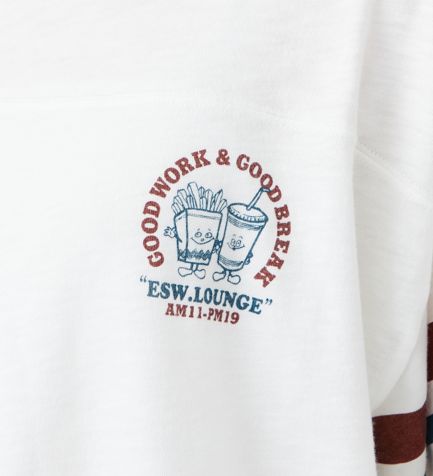 EDWIN(エドウイン)のフットボールプリントTシャツ【アウトレット店舗・WEB限定商品】|トップス/Tシャツ/カットソー/レディース|ホワイト