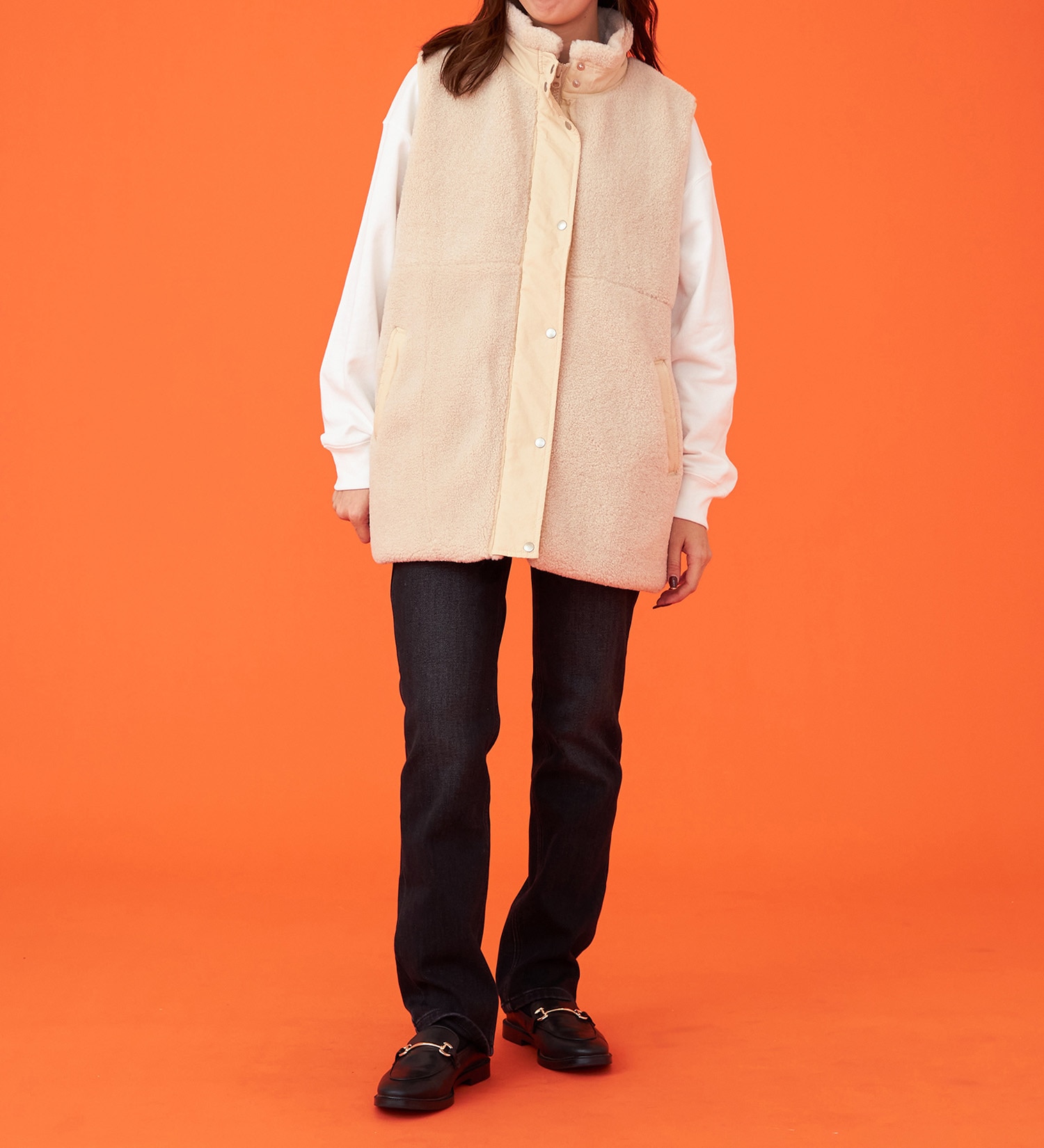 EDWIN(エドウイン)の【決算SALE】ミニボアベスト【アウトレット店舗・WEB限定商品】|ジャケット/アウター/その他アウター/レディース|アイボリー