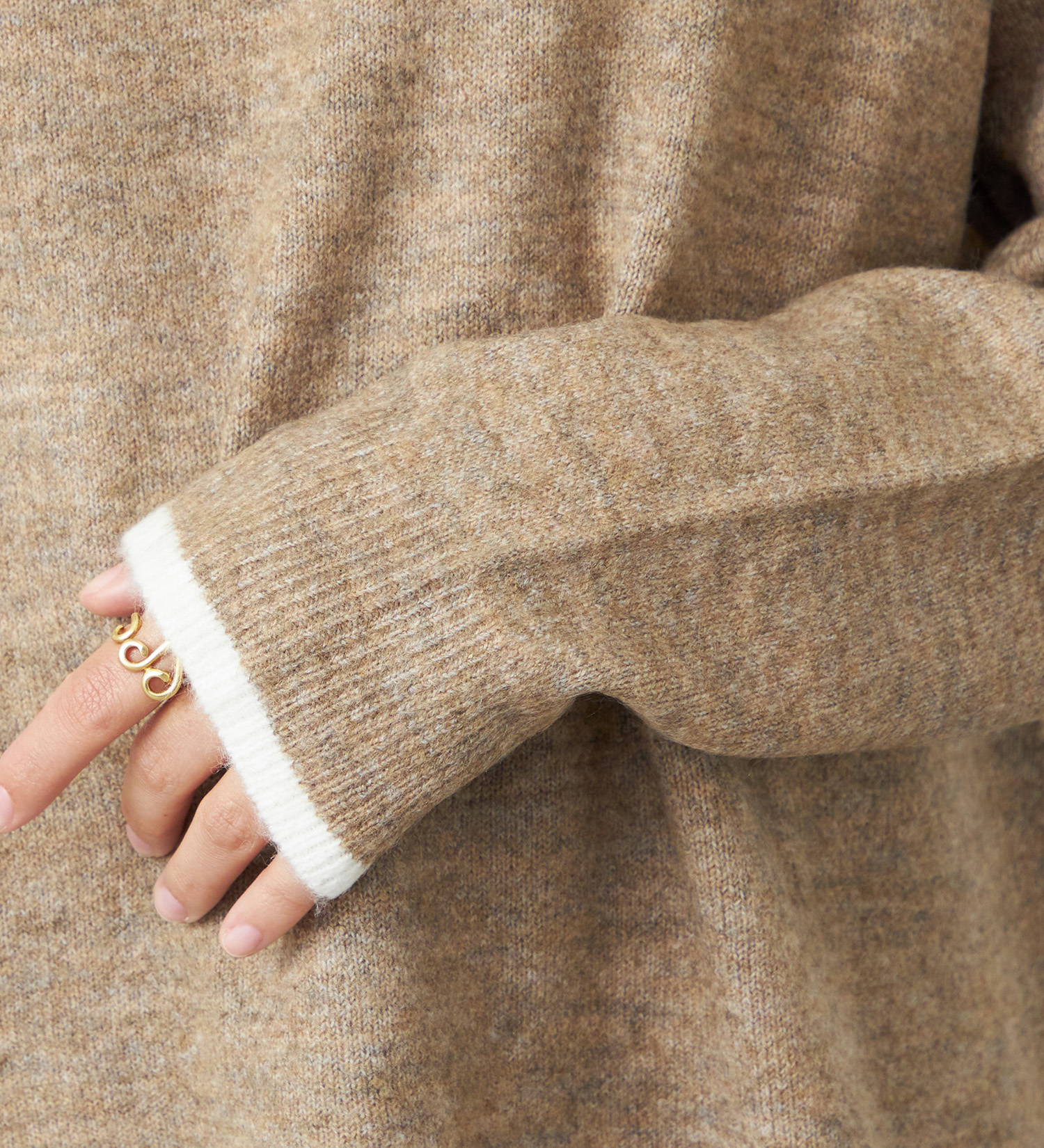 EDWIN(エドウイン)の【売り尽くしSALE】タートルモヘアニット フェイクレイヤード【アウトレット店舗・WEB限定商品】|トップス/ニット/セーター/レディース|ブラウン