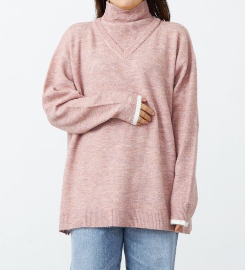 EDWIN(エドウイン)のタートルモヘアニット【アウトレット店舗・WEB限定】|トップス/ニット/セーター/レディース|ピンク