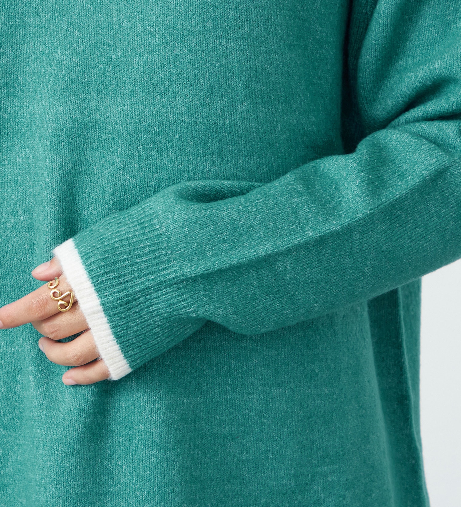 EDWIN(エドウイン)の【売り尽くしSALE】タートルモヘアニット フェイクレイヤード【アウトレット店舗・WEB限定商品】|トップス/ニット/セーター/レディース|グリーン