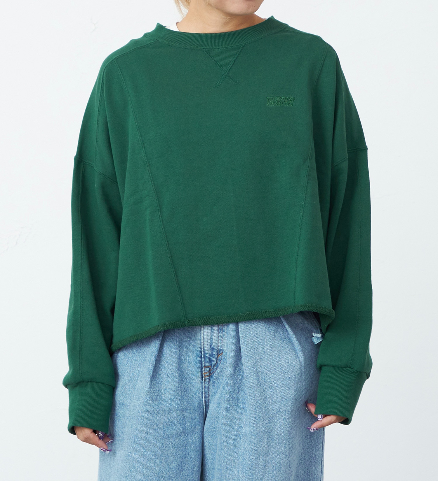 EDWIN(エドウイン)の切り替えスウェット【アウトレット店舗・WEB限定】|トップス/スウェット/レディース|グリーン