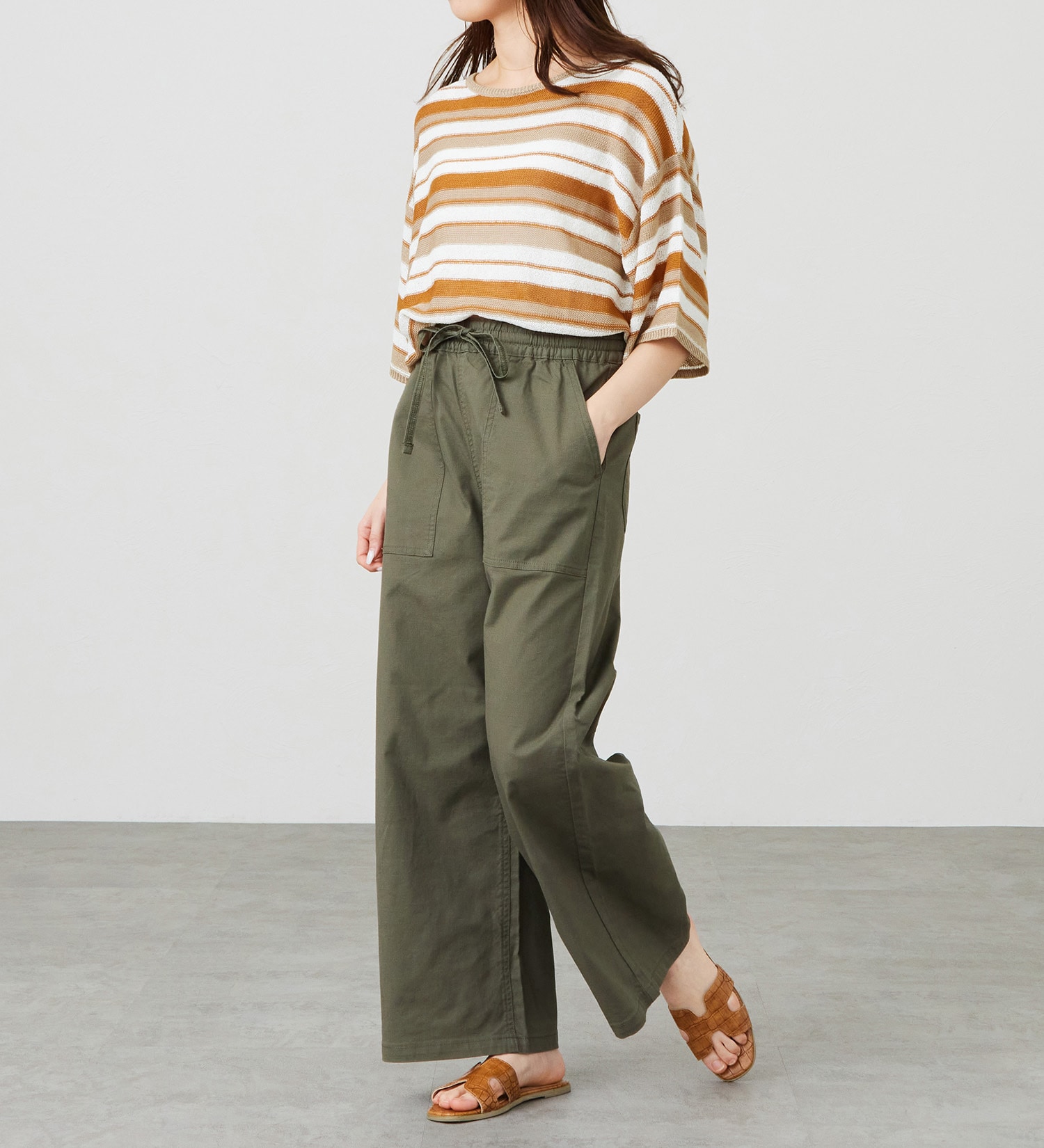 EDWIN(エドウイン)のイージーベイカーワイドパンツ【アウトレット店舗・WEB限定商品】|パンツ/デニム / ジーンズパンツ/レディース|モスグリーン