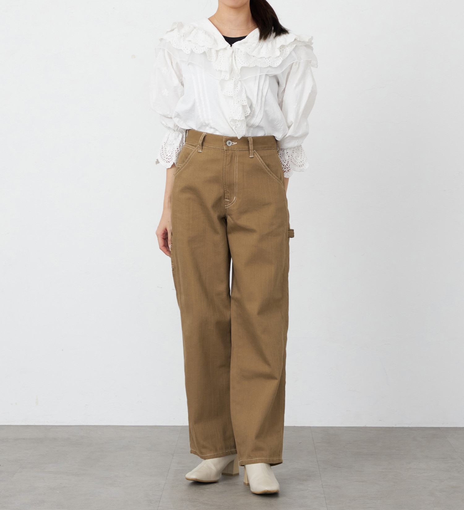 EDWIN(エドウイン)のワイドペインターデニムパンツ【アウトレット店舗・WEB限定】|パンツ/デニム / ジーンズパンツ/レディース|ブラウン