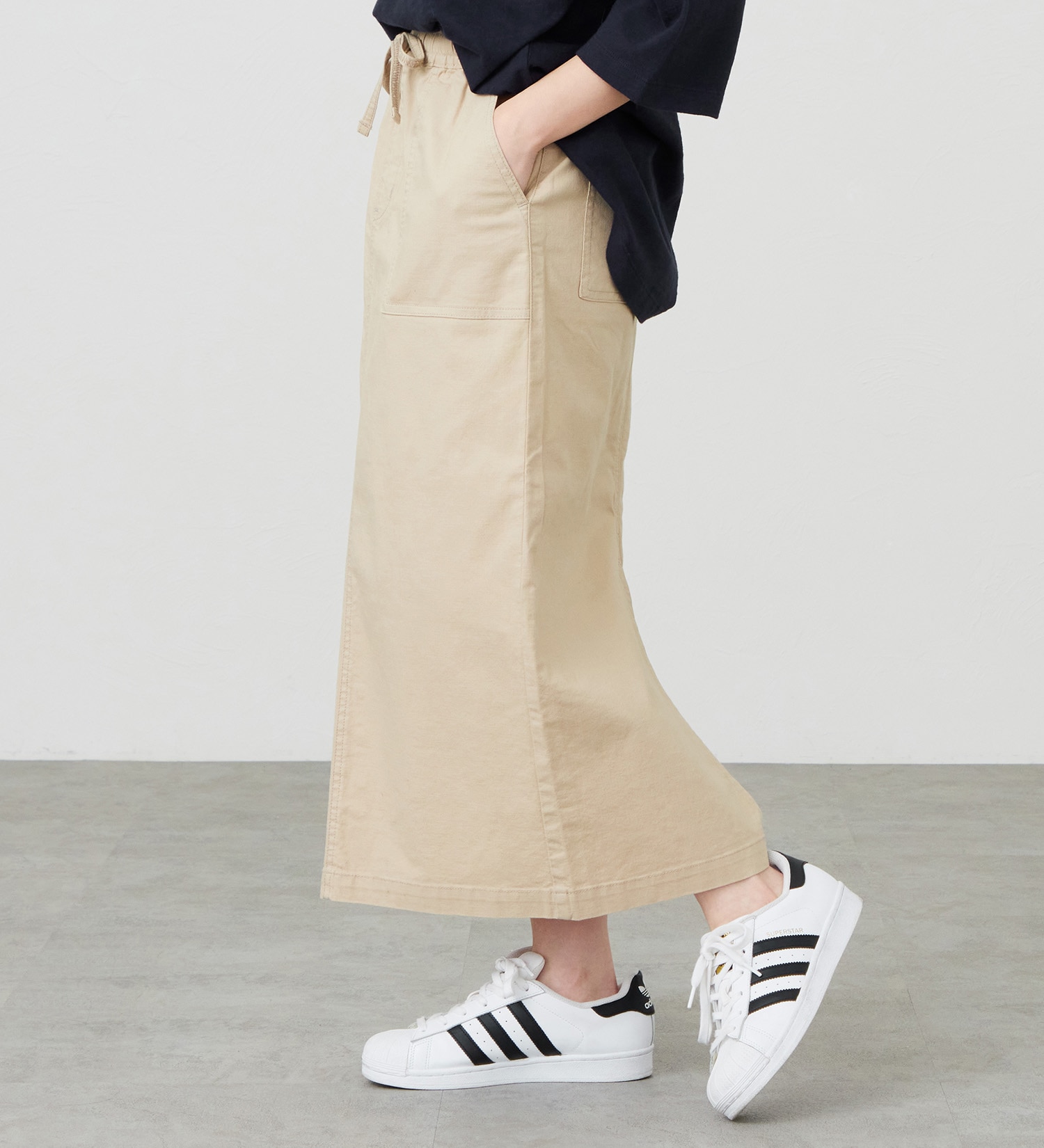 EDWIN(エドウイン)のイージーボックススカート【アウトレット店舗・WEB限定商品】|パンツ/デニム / ジーンズパンツ/レディース|ベージュ