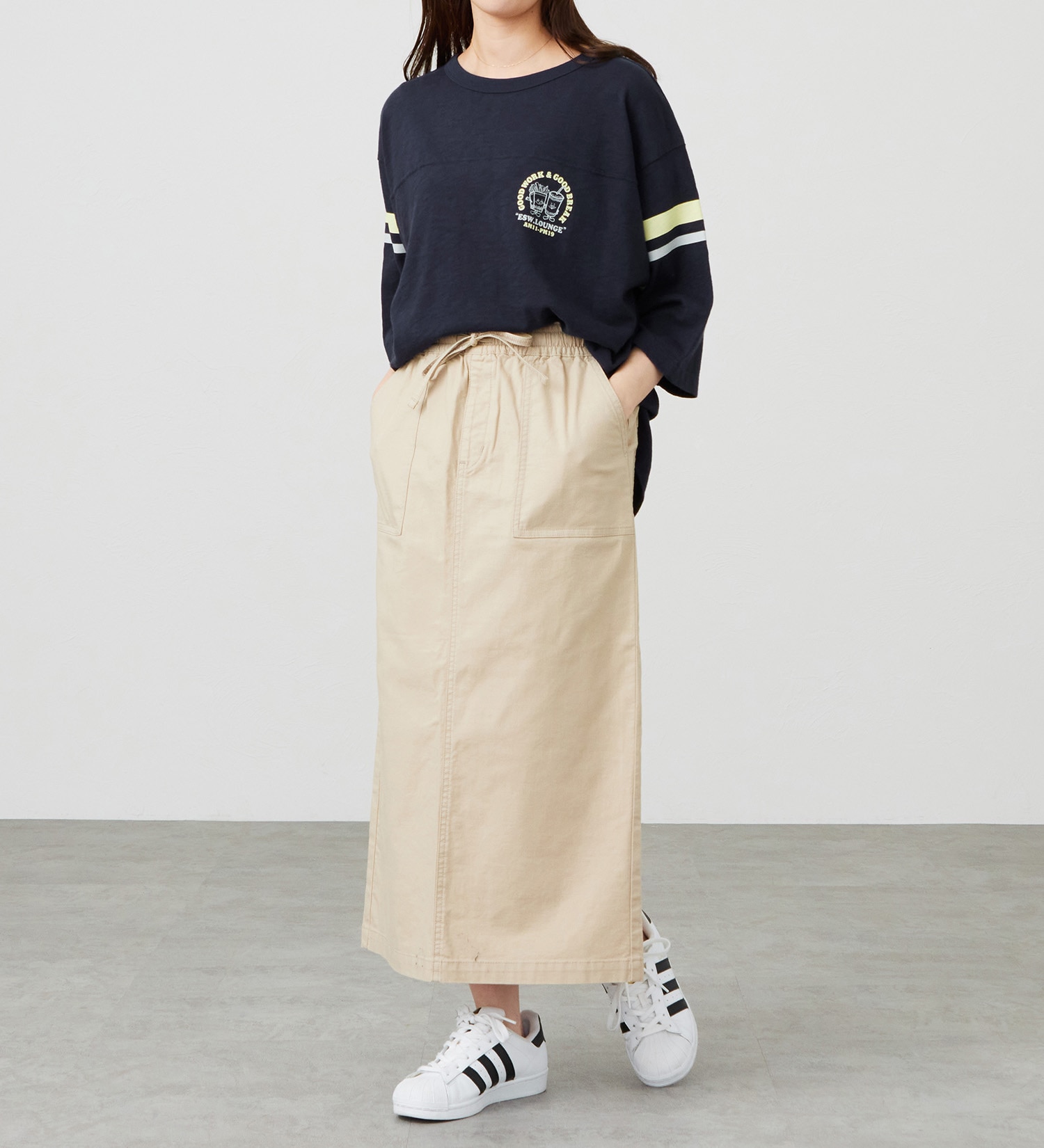 EDWIN(エドウイン)のイージーボックススカート【アウトレット店舗・WEB限定商品】|パンツ/デニム / ジーンズパンツ/レディース|ベージュ