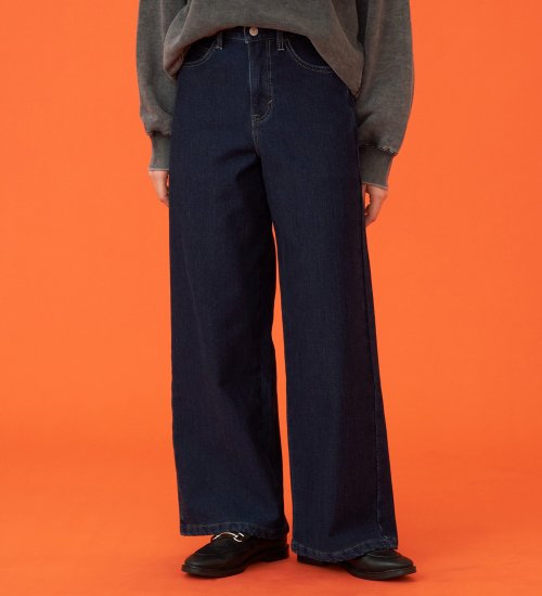 EDWIN(エドウイン)の【暖】BODY FIRE ワイドデニムパンツ【アウトレット店舗・WEB限定】|パンツ/デニム / ジーンズパンツ/レディース|濃色ブルー
