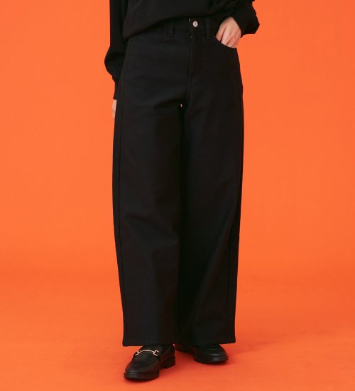 EDWIN(エドウイン)の【暖】BODY FIRE ワイドデニムパンツ【アウトレット店舗・WEB限定】|パンツ/デニム / ジーンズパンツ/レディース|ブラック