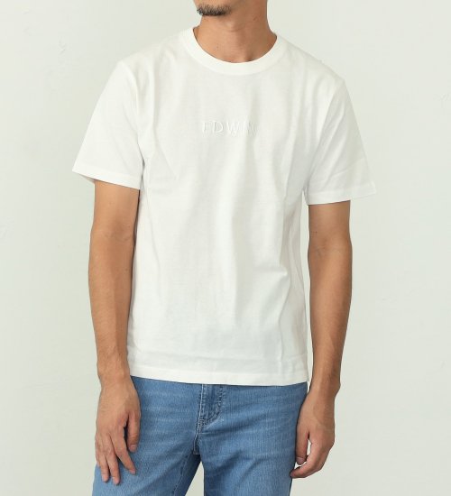 EDWIN(エドウイン)のロゴ刺繍Tシャツ 半袖【アウトレット店舗・WEB限定】|トップス/Tシャツ/カットソー/メンズ|ホワイト