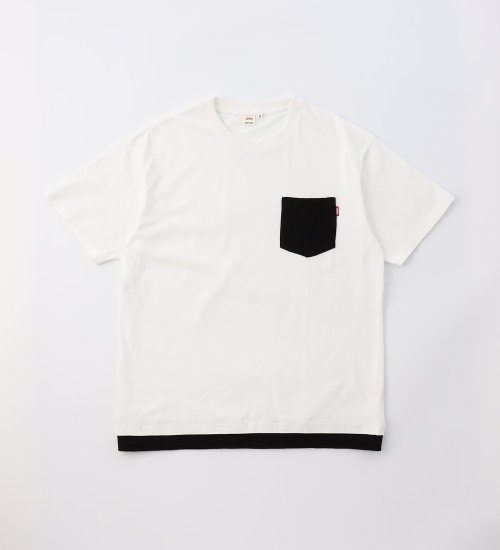 EDWIN(エドウイン)の【SALE】フェイクレイヤード ポケットTシャツ 半袖【アウトレット店舗・WEB限定】|トップス/Tシャツ/カットソー/メンズ|ホワイト×ブラック