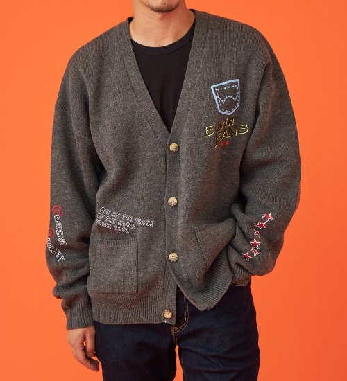 EDWIN(エドウイン)のプリントニットカーディガン【アウトレット店舗・WEB限定】|トップス/ニット/セーター/メンズ|グレー
