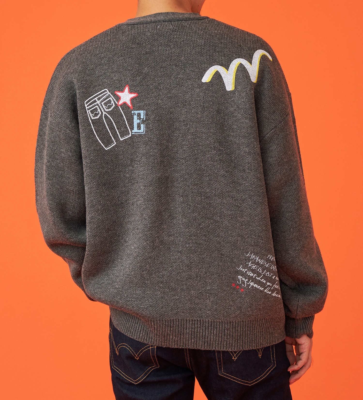 EDWIN(エドウイン)のプリントニットカーディガン【アウトレット店舗・WEB限定】|トップス/ニット/セーター/メンズ|グレー