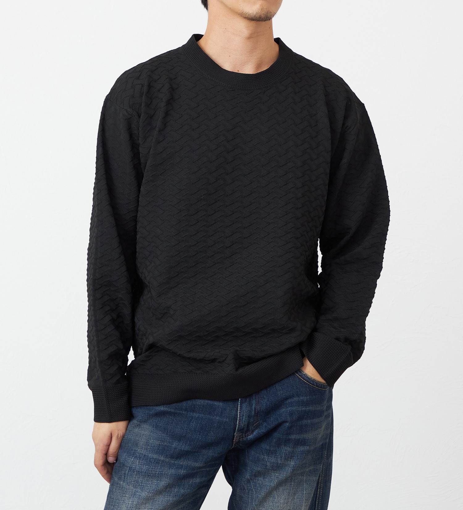 EDWIN(エドウイン)のニットクルーネック【アウトレット店舗・WEB限定】|トップス/ニット/セーター/メンズ|ブラック