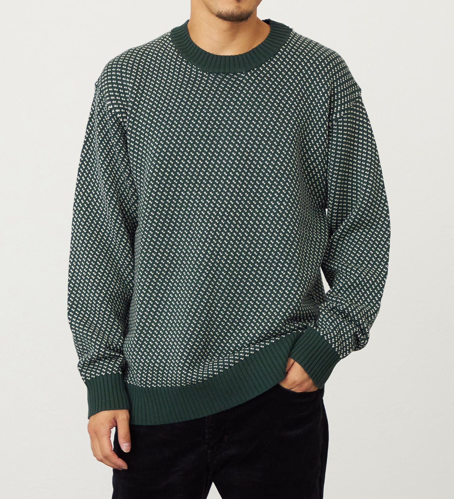 EDWIN(エドウイン)のニットクルーネック【アウトレット店舗・WEB限定】|トップス/ニット/セーター/メンズ|グリーン
